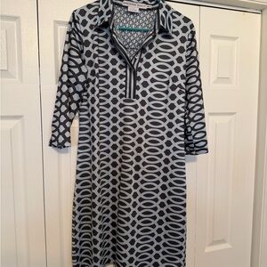 Gretchen Scott Designs Black and Gray Long Sleeve Dress